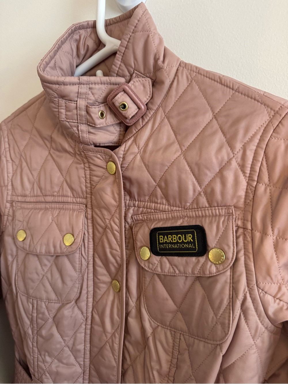 Barbour Quilted Belted Utility Jacket in Rose Taupe - Picture 4 of 14